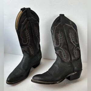 Vintage Abilene Black Leather Western Cowboy Boots